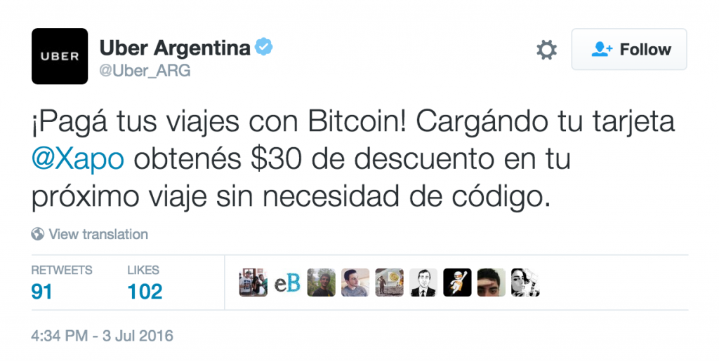 Tweet Uber Argentina (Borrado)
