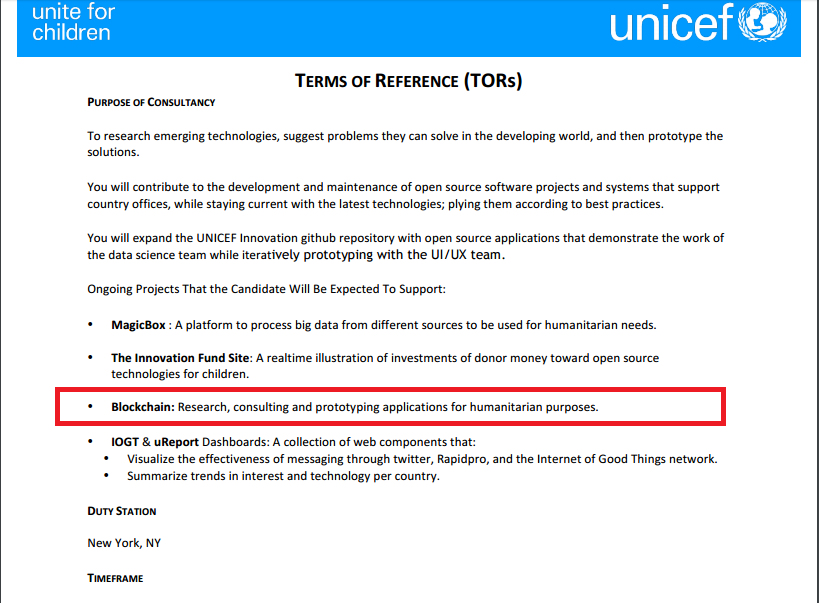 Especificaciones UNICEF