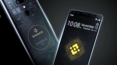 Celular de HTC Exodus y Binance. Imagen de la web de HTC