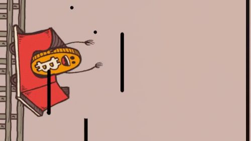 Meme de Bitcoin cayendo en una montaña rusa